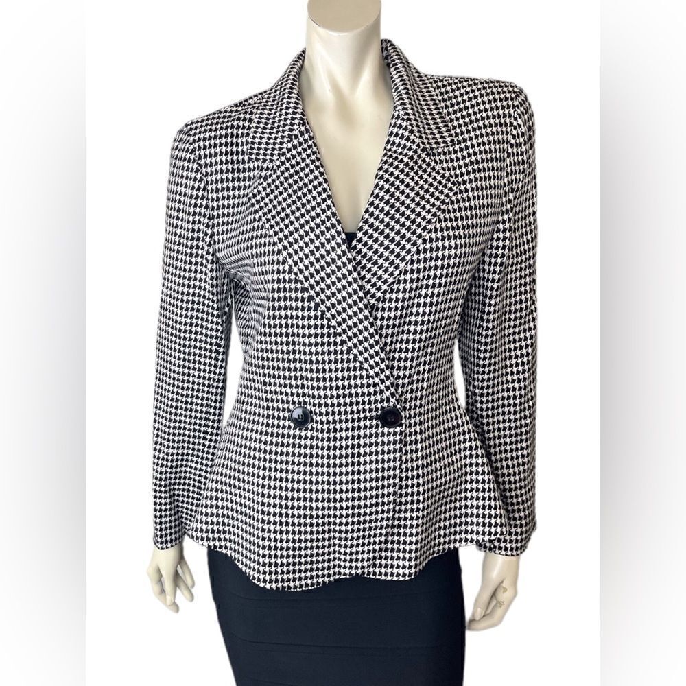 LIKE NEW Vintage Christian Dior Black/Cream Houndstooth Double-Breasted Jacket